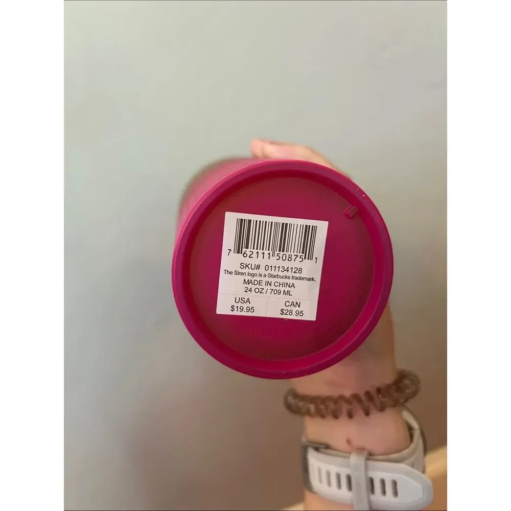 Starbucks Yellow to Pink Grid Tumbler with Yellow Straw